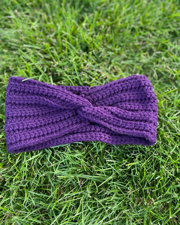 Dark Purple Cotton Twisted Headband - Handmade- Boho Twisted Ear Warmer