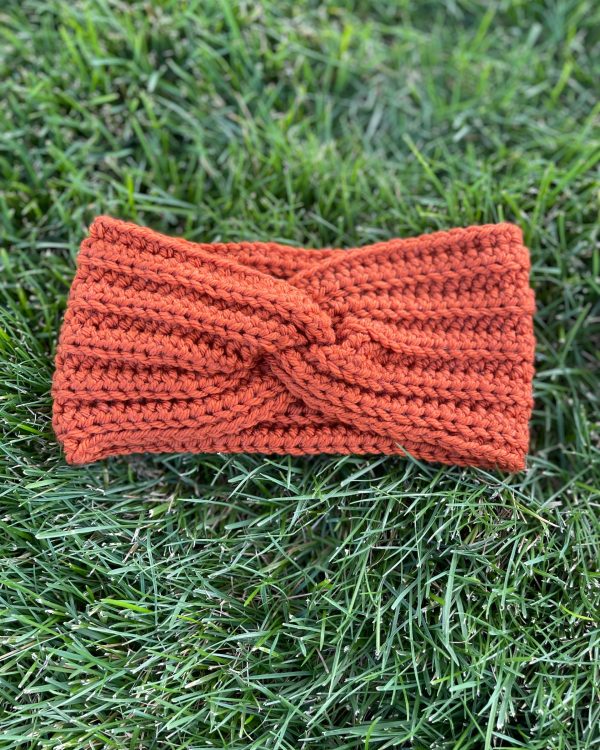 Burnt Orange Handmade Twisted Headband -Boho Ear Warmer