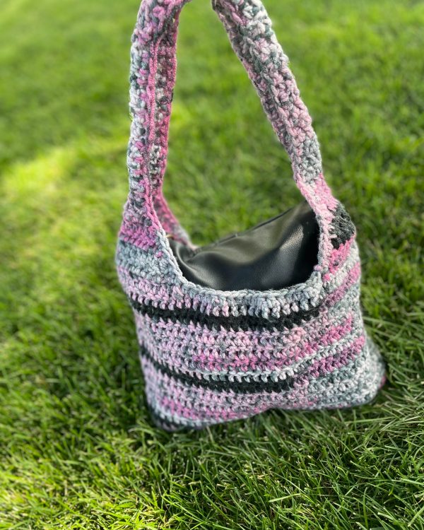 Pink&Black Handmade Tote Bag - Crochet Shoulder Bag - First Edition