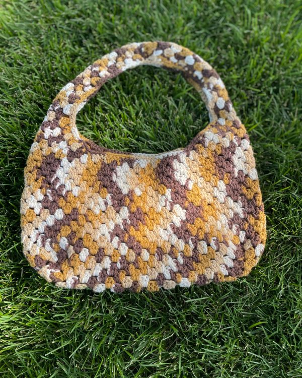 Calico Tote bag - Handmade Cotton Crochet Tote - Boho Granny Stitch Handbag