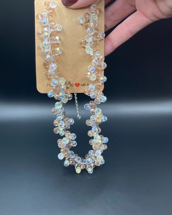 Handmade Champagne Topaz Crocheted Glass Bead Necklace