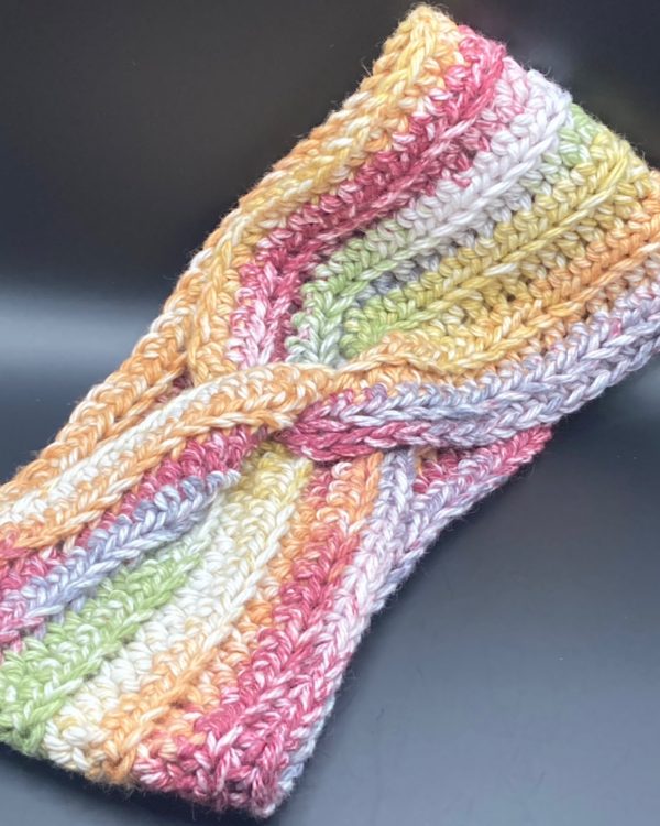 Muted Rainbow Handmade Twisted Headband - Cotton Boho Twisted Ear Warmer