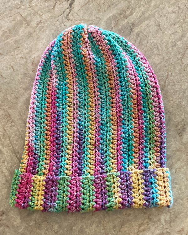 Cotton Candy Rainbow Handmade Slouchy Beanie - Boho Cotton Beanie