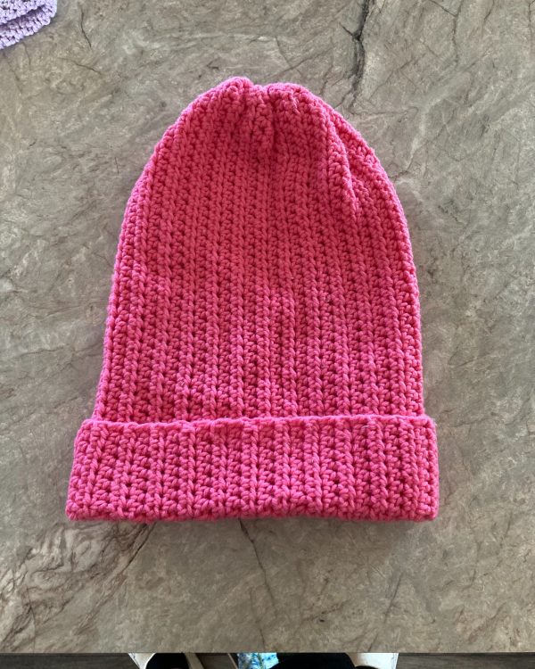 Hot Pink Handmade Slouchy Beanie - Boho Winter Beanie